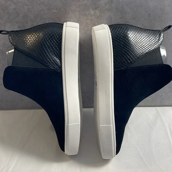 Steve Madden Zaci Wedge Sneaker Boot Black Suede Leather Faux Snakeskin Size 7M - Picture 7 of 13